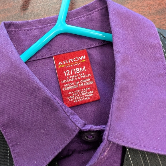🖤 Arrow Purple Shirt with Pinstripe Vest - Picture 2 of 3